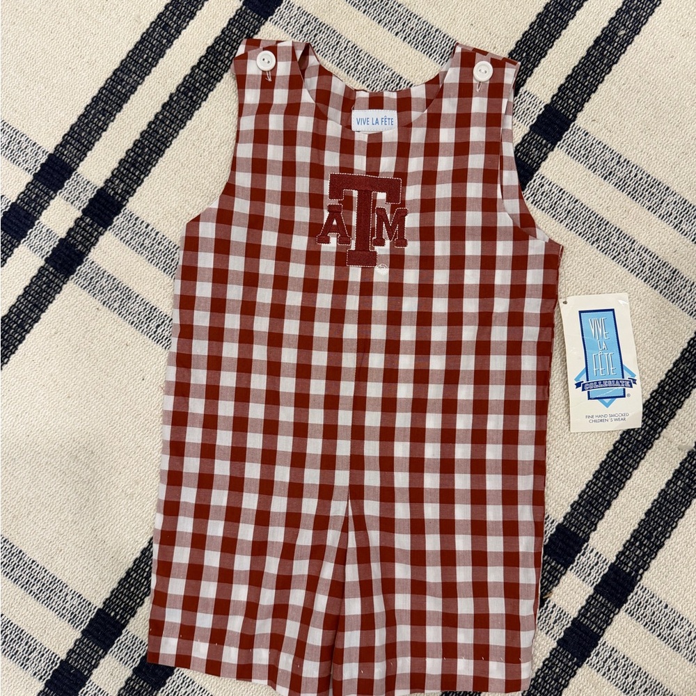 Vive La Fête Kids One Piece Maroon and White Texas A&M (size 2) Embroidered NWT